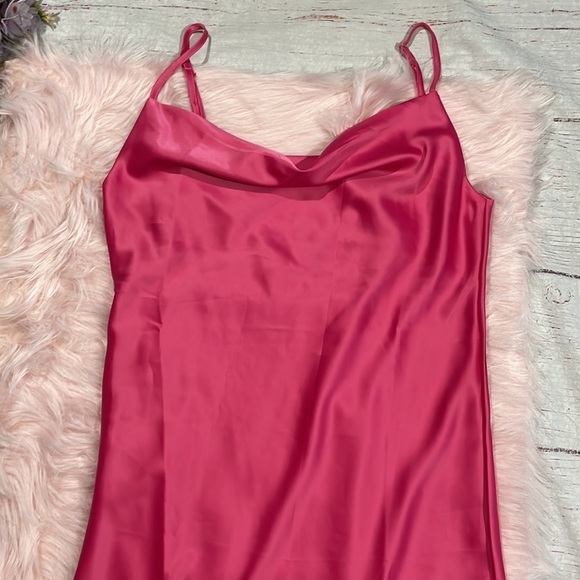 Zara Bloggers Favorite Barbie Bright Pink Satin Midi Slip Dress - Picture 11 of 11